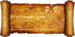 Pfefferman Irma névjegykártya